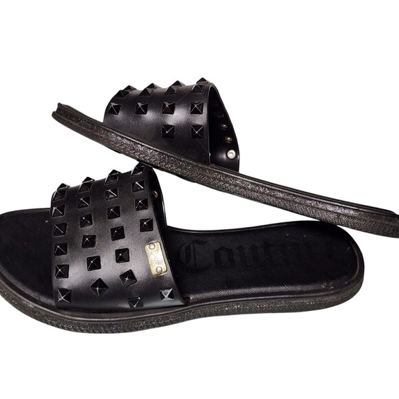 Juicy Couture Black Studded Sandals Rubber Size 7.5 - Picture 1 of 7